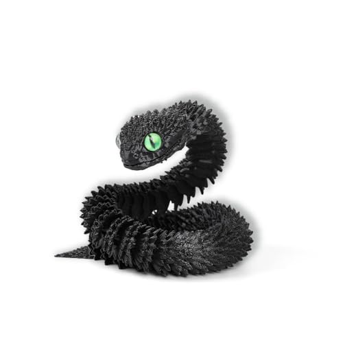 3D Gedruckte Tiere Set, Weihnachten Deko Flexible 3D Gedruckte Schlangen Spielzeug, Artikulierbare Fidget Toys, 3D Gedruckte Dekoration für Büro und Zuhause, Weihnachten Geschenke (Schwarzer Mamba) von Keysun