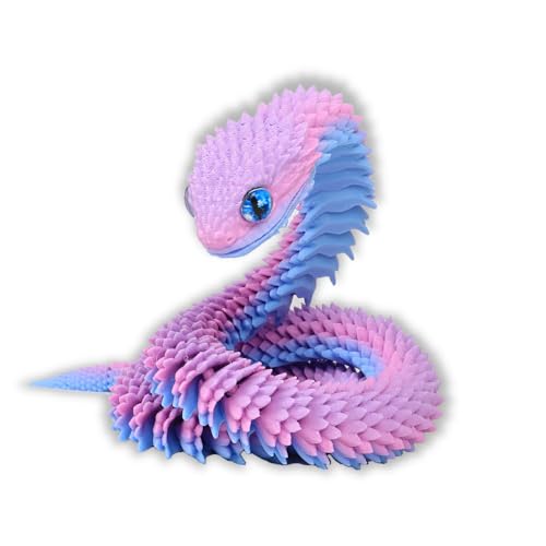 3D Gedruckte Tiere Set, Weihnachten Deko Flexible 3D Gedruckte Schlangen Spielzeug, Artikulierbare Fidget Toys, 3D Gedruckte Dekoration für Büro und Zuhause, Weihnachten Geschenke (rosa Color) von Keysun