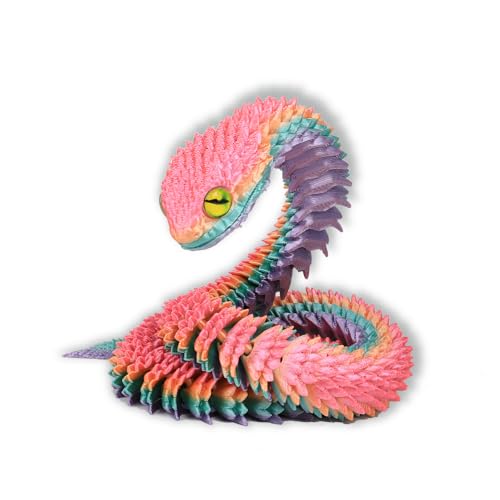 3D Gedruckte Tiere Set, Weihnachten Deko Flexible 3D Gedruckte Schlangen Spielzeug, Artikulierbare Fidget Toys, 3D Gedruckte Dekoration für Büro und Zuhause, Weihnachten Geschenke (Regenbogenbonbon) von Keysun