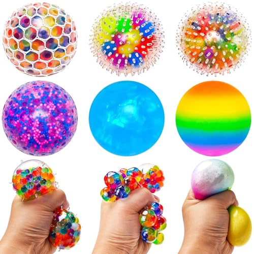 6 Stück Stressb채lle, Anti Stress B채lle, Antistressball mit Wasser Perle, Stressball Quetschball Stressabbau Spielzeug, Squishy Balls f체r Kinder Erwachsene ADHS, Ostergeschenk Kinder von Keysun