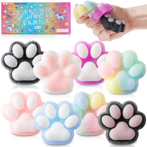 8 Stück Cat Paw Anti Stress Bälle, Funny Stressball Squeeze Antistressball Erwachsene, Taba Squishy Cat Antistress Quetschball, Kawaii Cat Stress Ball Spielzeug, Anti Stress Ball Kinder von Keysun