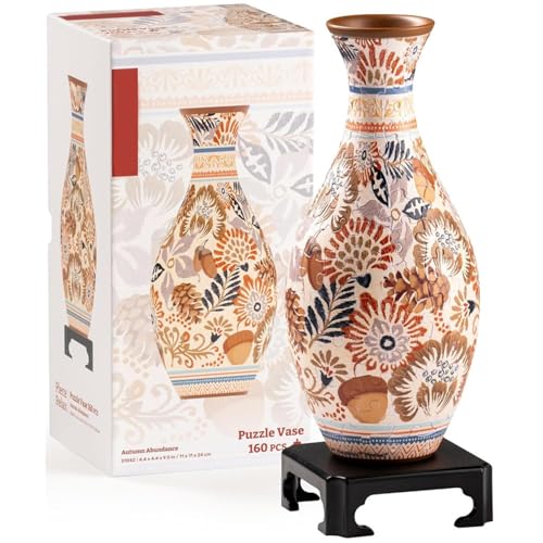 3D Puzzle Vase, 3D Kunst Puzzle Vase, Einzigartige Blumenvase für Erwachsene zum Blumenarrangement und Heimdekoration, hergestellt aus 160 gebogenen Kunststoff-Puzzleteilen, Einweihungsgeschenk von Keyubria