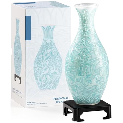 3D Puzzle Vase, 3D Kunst Puzzle Vase, Einzigartige Blumenvase für Erwachsene zum Blumenarrangement und Heimdekoration, hergestellt aus 160 gebogenen Kunststoff-Puzzleteilen, Einweihungsgeschenk von Keyubria