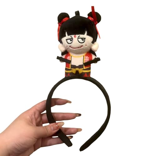 Kfwfuaee Beliebter Necha Buns Hairhoop mit pelzigen Popoms Fransen, Haarband für Damen und Mädchen, Cosplay-Kostüm-Zubehör von Kfwfuaee