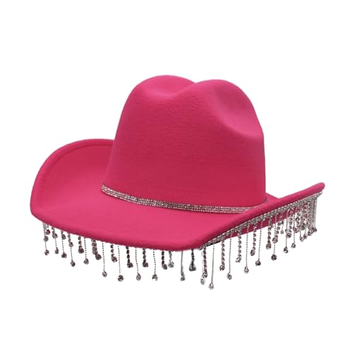 Kfwfuaee Damen Strassstones Cowgirl Cowboy Hat Weitkremp Western Cowboy Cosplay Wide Rand von Kfwfuaee