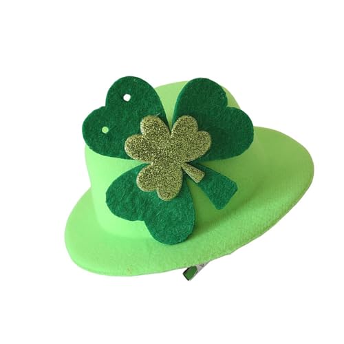 Kfwfuaee Irischer Nationalfeiertag, kleiner grüner Hut mit Kleeblatt und Haarspange, ideal für StPatricks-Day-Partys, Versammlungen und Verkleidungen von Kfwfuaee