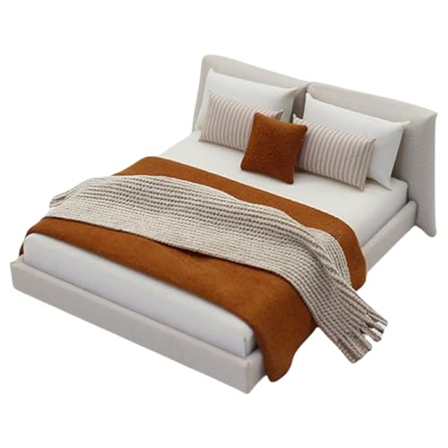 Puppenhaus 1/20 für Schlafzimmer, Dekoration, Miniatur, Doppelbett, Projekt, Ausstellungsszene, mit dekorativer Bettwäsche Puppenhaus 1/20 für Schlafzimmer, Dekoration, Miniatur, Doppelbett, Projekt, Ausstellungsszene, mit dekorativer Bettwäsche von Kfwfuaee