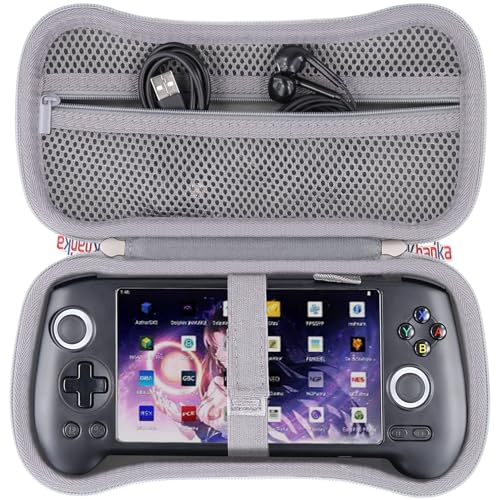 Khanka Hartschalenkoffer für Anbernic RG556 Retro Handheld Spielkonsole, Aufbewahrungstasche für RG556 5.48-Zoll Android Retro Handheld Spielkonsole, Fall nur (Grau) von Khanka