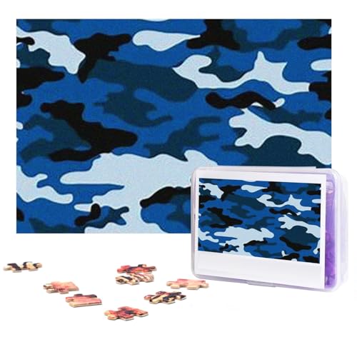 Blue Camo Puzzles 300 Teile Personalisierte Puzzles Fotos Puzzle für Familie Bilderpuzzle für Erwachsene Hochzeit Geburtstag (74,9 x 50 cm) von Khiry