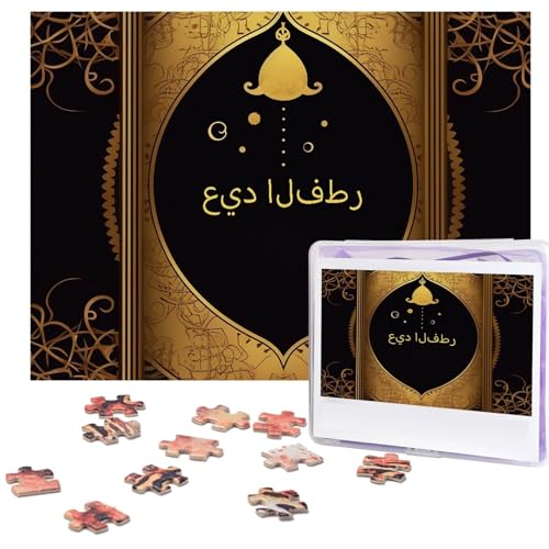 Eid Golden Card Puzzles 500 Teile Personalisierte Puzzles Fotos Puzzle für Familie Bilderpuzzle für Erwachsene Hochzeit Geburtstag (51,8 x 38,1 cm) von Khiry