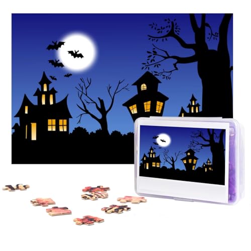 Halloween-Nacht-Puzzle, 300 Teile, personalisiertes Puzzle, Foto-Puzzle für Familie, Bilderpuzzle für Erwachsene, Hochzeit, Geburtstag (74,9 x 50 cm) von Khiry