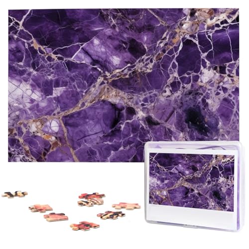 Marble Purple Puzzles 1000 Pieces Personalized Jigsaw Puzzles Photos Puzzle for Family Picture Puzzle for Adults Wedding Birthday (74.9 cm x 50.0 cm) von Khiry