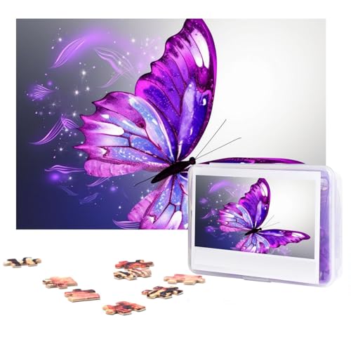 Purple Butterfly1 Puzzles, 300 Teile, personalisierte Puzzles, Foto-Puzzle für Familie, Bilderpuzzle für Erwachsene, Hochzeit, Geburtstag (74,9 x 50 cm) von Khiry