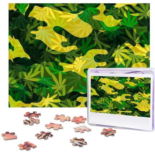 Rainforest Leaf Camouflage Puzzles 500 Teile Personalisierte Puzzles Fotos Puzzle für Familie Bilderpuzzle für Erwachsene Hochzeit Geburtstag (51,8 x 38,1 cm) von Khiry