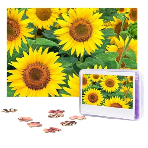 Schöne Sonnenblumen-Puzzles, 300 Teile, personalisiertes Puzzle, Foto-Puzzle für Familie, Bilderpuzzle für Erwachsene, Hochzeit, Geburtstag (74,9 x 50 cm) von Khiry