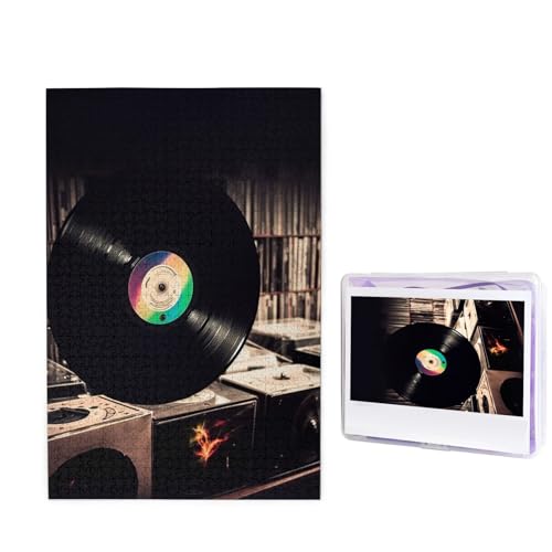Vinyl-Schallplatten-Puzzle, 1000 Teile, personalisierbar, Foto-Puzzle für Familie, Bilderpuzzle für Erwachsene, Hochzeit, Geburtstag (74,9 x 50 cm) von Khiry