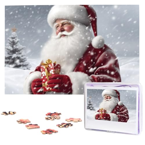 Weihnachtsmann Snow Secenry Puzzles 1000 Teile Personalisierte Puzzles Fotos Puzzle für Familie Bilderpuzzle für Erwachsene Hochzeit Geburtstag (74,9 x 50 cm) von Khiry