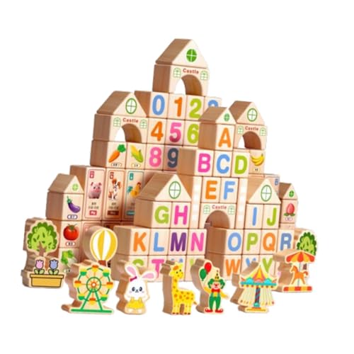 KiBcsLic 100 Teiliges Holzbaustein Set für Kinder Zum Spielerischen Lernen von Buchstaben, Zahlen Und Formen, Fassverpackung KiBcsLic 100 Teiliges Holzbaustein Set für Kinder Zum Spielerischen Lernen von Buchstaben, Zahlen Und Formen, Fassverpackung von KiBcsLic