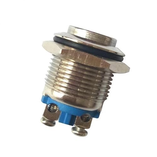 KiBcsLic 2x16mm Verriegelung Push Button Metall Momentary Schalter IP67 1 Keine Normalerweise Offen, Silber, 3 STK. von KiBcsLic