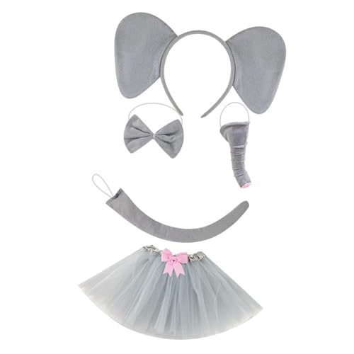 KiBcsLic 5 Teile Kostüm Set Als Faschingskostüm Accessoires mit Ohren Nase Und Schwanz Komplett mit Fliege Und Rock Aus Stoff für Kinder bei Cosplay, mit Rosa Schleifenrock KiBcsLic 5 Teile Kostüm Set Als Faschingskostüm Accessoires mit Ohren Nase Und Schwanz Komplett mit Fliege Und Rock Aus Stoff für Kinder bei Cosplay, mit Rosa Schleifenrock von KiBcsLic