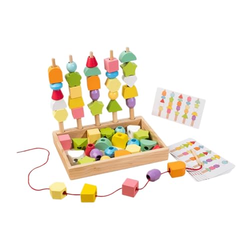 KiBcsLic Holzperlen Sequenzierungsspielzeug, Formsortierer, Sensorisches Lehrspielzeug Zum Einfädeln KiBcsLic Holzperlen Sequenzierungsspielzeug, Formsortierer, Sensorisches Lehrspielzeug Zum Einfädeln von KiBcsLic