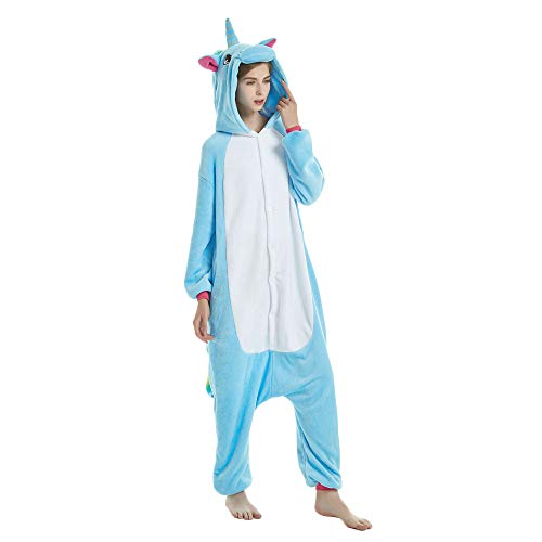 Kika Monkey Einhorn-Kostüm/Schlafanzug, Flanell, Cartoon, Cosplay M blau von KiKa Monkey