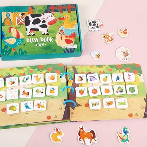 Kibi Busy Book Montessori 3 Jahre, pädagogisches Quiet Book Puzzle, Montessori Sensorische Bücher für Kinder, 9 Themen Lernspielzeug Vorschule Matching Game Toy Interaktives Spielzeug (Dinosaur) von Kibi Store