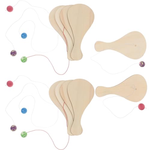 Kichvoe Blanko-Paddelball Aus Holz Mit Schnur 10 Stück Unvollendetes Paddelball-Spiel DIY-Graffiti-Paddelball Handbemalte Tischtennisschläger Für Jungen Und Mädchen von Kichvoe
