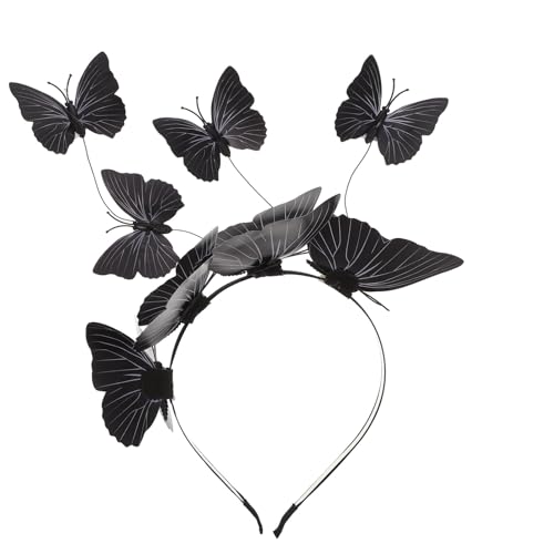 Kichvoe Fascinator Hut Schmetterling Fascinator Stirnband Stirnband Festival Stirnband Schmetterling Halloween Kostüm Haarschmuck Fascinator Damen Schwarz von Kichvoe