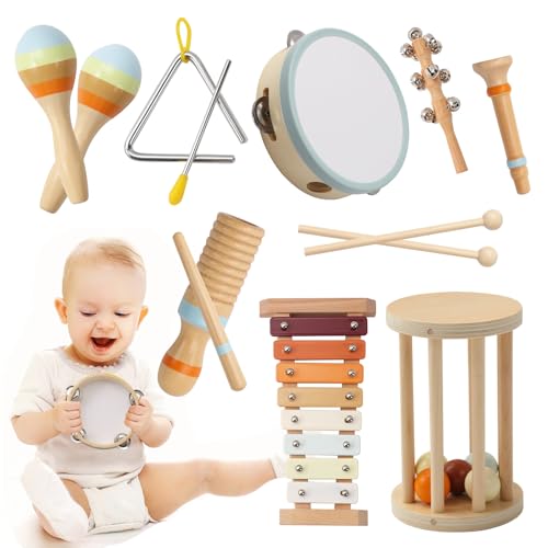 Baby-Musikinstrumente, Montessori-Holz-Musikspielzeug für Kleinkinder 1–3, Montessori-Spielzeug für 1 Jahr, Montessori-Spielzeug für Babys 6–12 Monate, Xylophon für Kleinkinder 1–3 von Kicyosl