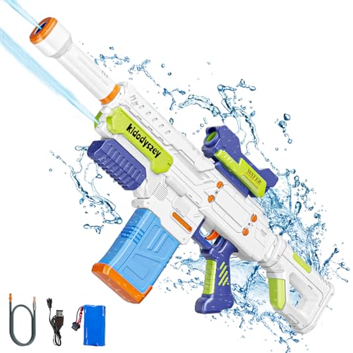 Kid Odyssey Elektrische Wasserpistole mit Akku, Wasserpistole Elektrisch für Erwachsene Kinder, 3 Schießmodi & 2 Wasserversorgungswege, wiederaufladbare Wasserspritzpistole bis 32ft Reichbereich, Weiß von Kid Odyssey
