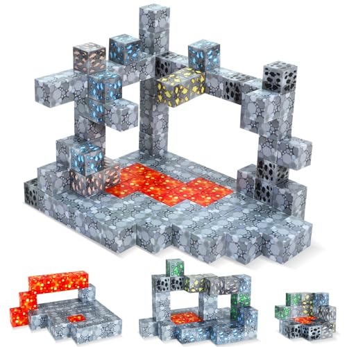 Kid Odyssey Magnetische Bausteine, Build Mine Magnete Welt World Set, Bergbau-Höhle Thema, Magnetbausteine Magnetisches Spielzeug für Kinder, Montessori Spielzeug ab 3 Jahre, Geschenk für Kinder von Kid Odyssey