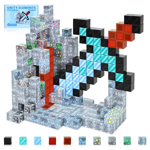 Kid Odyssey Magnetische Bausteine, 74 Stück Build Mine Magnete Welt World Set, Mine Sword Caverns Magnetisches Spielzeug für Kinder, Magnetbausteine ab 3 Jahre, Geschenk für Kinder von Kid Odyssey