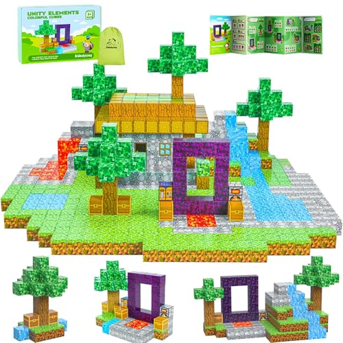 Kid Odyssey Magnetische Bausteine 70 Stück, Build Mine Magnete Welt World Set, Waldmagnetwelt Magnetisches Spielzeug für Kinder, Magnetbausteine ab 3 Jahre, Geschenk für Kinder von Kid Odyssey