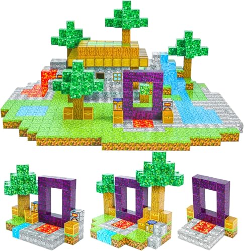 Kid Odyssey Magnetische Bausteine 70 Stück, Build Mine Magnete Welt World Set, Waldmagnetwelt Magnetisches Spielzeug für Kinder, Magnetbausteine ab 3 Jahre, Geschenk für Kinder von Kid Odyssey