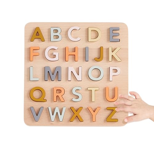 Kid’s Concept - Buchstaben Holz - ABC - Alphabet Lernen - Buchstabe Holz - Alphabet - ABC Lernen ab 3 Jahre - Montessori Puzzle - Buchstaben Puzzle - ABC Puzzle - Holz Buchstaben von Kid’s Concept