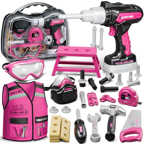 KidBloom Werkzeugkoffer Kinder Geschenk Mädchen 3 Jahre, Kinderspielzeug ab 3 Jahre mit Bohrmaschine und Bauarbeiter Kostüm Kinder, Spielzeug ab 3 4 5 Jahre Mädchen KidBloom Werkzeugkoffer Kinder Geschenk Mädchen 3 Jahre, Kinderspielzeug ab 3 Jahre mit Bohrmaschine und Bauarbeiter Kostüm Kinder, Spielzeug ab 3 4 5 Jahre Mädchen von KidBloom