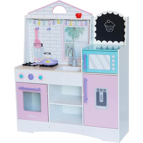 KidKraft Dreamy Delights Kinderküche aus Holz mit Zubehör, Spielküche mit Kochgeschirr und Lebensmittel, Spielzeug für Kinder ab 3 Jahre, 10119 von KidKraft