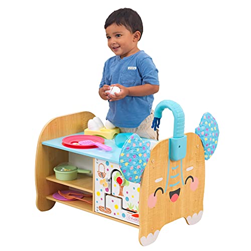 KidKraft Foody Friends: Kochspaß Elefant Activity Center Kinderküche mit Zubehör aus Holz, Spielküche mit Geschirr und Lebensmittel, Motorikspielzeug für Kleinkinder ab 2 Jahre, 20144 von KidKraft