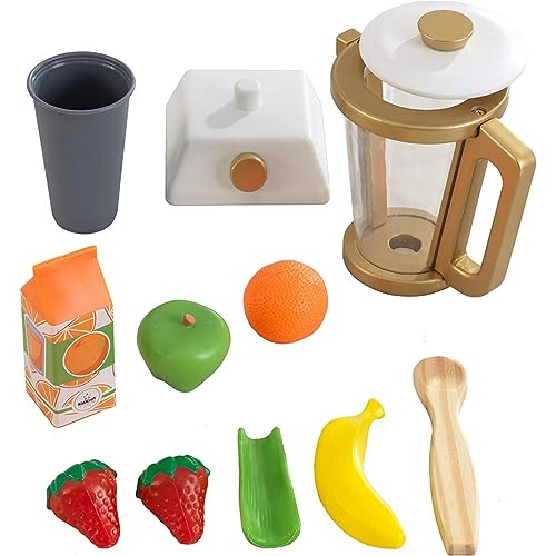 KidKraft Goldenes Smoothie Spielset aus Holz für Kinderküche mit Mixer und Obst, Spielküche Zubehör, Spielzeug für Kinder ab 3 Jahre, 53537 von KidKraft