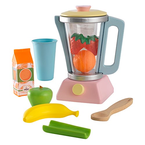 KidKraft Pastell Smoothie Spielset aus Holz für Kinderküche mit Mixer und Obst, Spielküche Zubehör, Spielzeug für Kinder ab 3 Jahre, 63377 von KidKraft