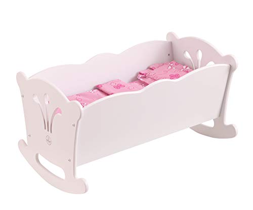 KidKraft Lil'Doll Puppenwiege aus Holz, Puppenbett für Baby Puppe, Puppen Zubehör, Spielzeug für Jungen und Mädchen ab 3 Jahre, 60101 von KidKraft