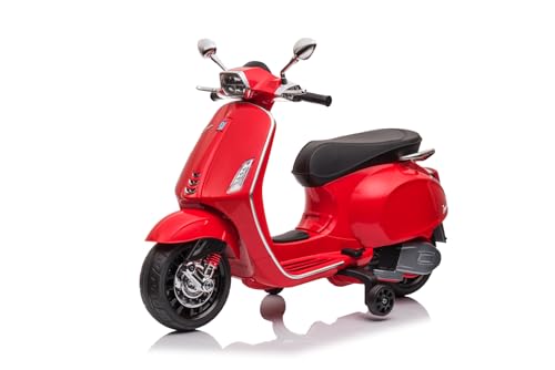 Elektro Kinder Motorrad Vespa Sprint mit Lizenz 1x25W 6V 4Ah, Farbe:Rot von Kidcars