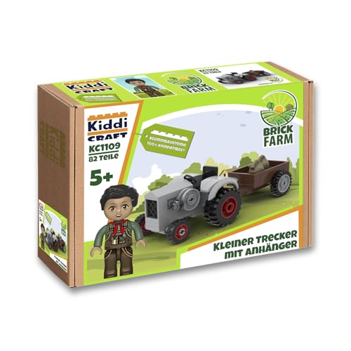 Kiddicraft KC1109 Kleiner Trecker mit Anhänger - Klemmbausteine von Kiddicraft