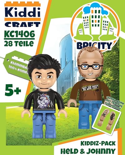 Kiddicraft KC1406 KIDDIZ Figuren-Pack: Held der Steine & Johnny´s World - Klemmbausteine von Kiddicraft