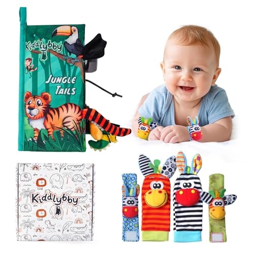 Kiddlybby Baby Stoffbuch 0‑12 Monate – Montessori Fühlbuch mit Rassel & Knisterbuch – Quiet Book Geschenkset für Neugeborene Jungen & Mädchen Kiddlybby Baby Stoffbuch 0‑12 Monate – Montessori Fühlbuch mit Rassel & Knisterbuch – Quiet Book Geschenkset für Neugeborene Jungen & Mädchen von Kiddlybby