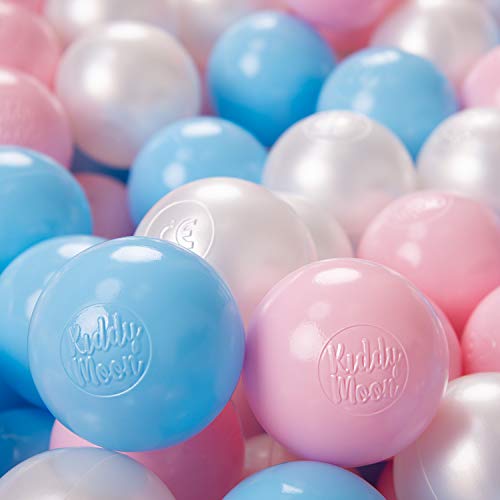 KiddyMoon 100 ∅ 6Cm Kinder Bälle Für Bällebad Spielbälle Baby Plastikbälle Made In EU, Baby Blau/Rosa/Perle von KiddyMoon