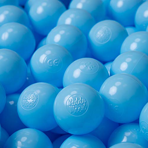 KiddyMoon 100 ∅ 6Cm Kinder Bälle Für Bällebad Spielbälle Baby Plastikbälle Made In EU, Baby Blau von KiddyMoon
