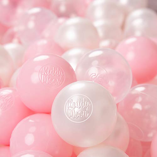 KiddyMoon 100 ∅ 6Cm Kinder Bälle Für Bällebad Spielbälle Baby Plastikbälle Made In EU, Rosa/Perle/Transparent von KiddyMoon