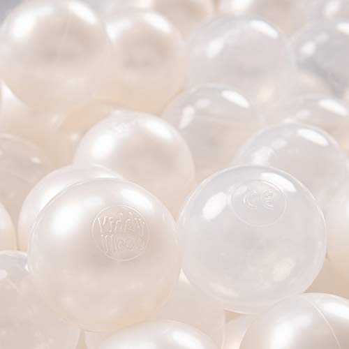 KiddyMoon 100 ∅ 7Cm Kinder Bälle Spielbälle Für Bällebad Baby Plastikbälle Made In EU, Perle/Transparent von KiddyMoon